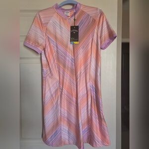 Callaway Peach and Lavender Striped Golf Mini Dress M